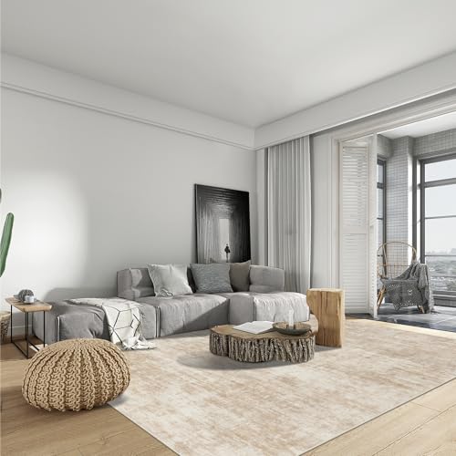 9x12 Area Rugs Washable Rug: Modern Abstract Living Room Rug Soft Anti-Skid Thin Carpet Indoor Floor Non-Shedding Carpets for Bedroom Dining Room Farmhouse Nursery Home Office Beige - color: Beige, size: 9' x 12' (Rectangular)