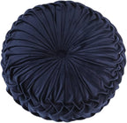 Baiyuruodie Round Velvet Pillow, Sofa Bed Bedroom Decorative Throw Pillow (38cm, Navy Blue)