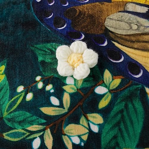 JWH Blue Green Peacock Throw Pillow Cover Flower Print Pillow Case Decorative Chenille Flowers Cushion Tassel Pillowcase for Bed Living Room Chair 14x20 Inch