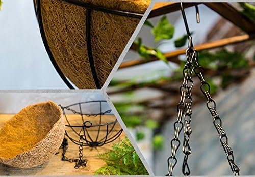 Kingbuy 12-Inch Metal Hanging Basket with Coconut Liner - Rust-Resistant Wire Planter Flower Pot Holder for Indoor Outdoor Plants, Garden Balcony Patio Decoration - 2 Pack