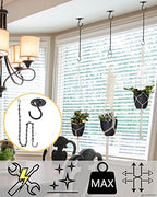 NACETURE Ceiling Hooks for Hanging Plants 3 Pack - Plant Hanger Indoor Hanging Hooks Metal Plant Bracket Iron Lanterns Hangers for Wind Chimes (Black 3 Pack + Chain) - color: Black 3 Pack + Chain