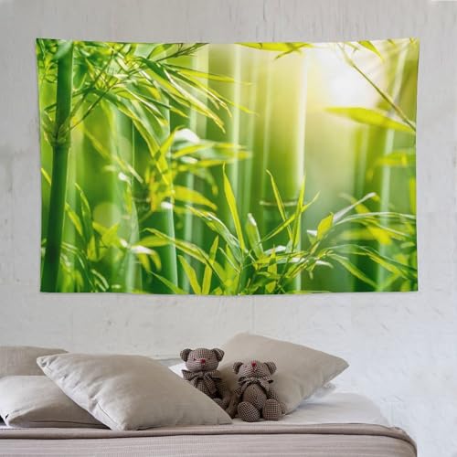 HZOHNAGO Bamboo Tapestry Bamboo Leaf Sunshine Nature Printed Wall Tapestry Painting Wall Hanging for Bedroom Living Room Dorm 90" W x 60" H - color: Bamboo-1, size: 90"L x 60"W