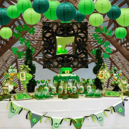 Green Paper Lanterns Decorative,Hanging Chinese Lanterns Indoor Outdoor for Birthday, Wedding, Christmas, Bridal, Home Decor, Ceiling Decorations(Size of 4”, 6”, 8”, 10”,12Pcs) - color: Green, size: 4、6、8、10inch