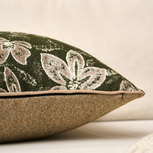 Yangest Flower Pillow Cover 12 x 20 Inches, Nature Chenille Rectangle Throw Pillow Cover Soft Luxury Neutral Accent Couch Pillow Cover for Living Room Bedroom, Green - color: Green, size: 20" x 12" (Pack of 1)