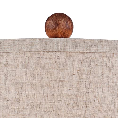 360 Lighting Fraiser 23 1/2" High Cone Small Mid Century Modern Accent Table Lamps Set of 2 Brown Wood Finish Cottage Core Living Room Bedroom Bedside Nightstand House Office Home Oatmeal Shade