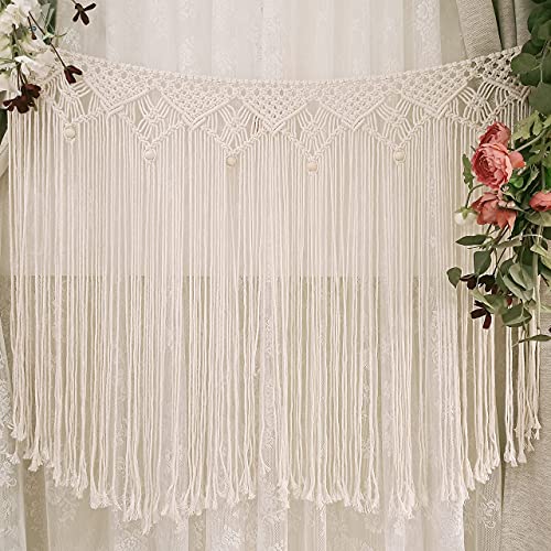 kiido Macrame Wall Hanging, Hanging Wall Tapestry Large Bohemian Wall Decoration Macrame Curtain fringe Backdrop Wall Decor for Wedding Living Room Bedroom Gallery, 38"x 33"