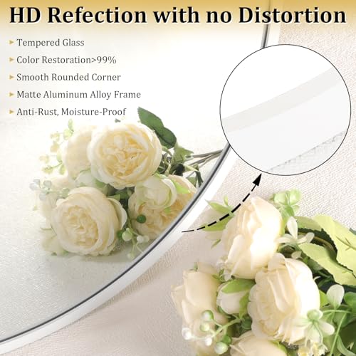 JJUUYOU Mirrors for Wall Metal Framed Decorative Irregular Large Mirrors 22"x40" Asymmetrical for Bathroom Bedroom Living Room Dressing Room Entryway White - color: White, size: 40"L x 22"W