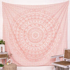 RAJRANG Rose Gold Elephant Mandala Tapestry For Bedroom Cotton Wall Hanging Aesthetic Hippie Bohemian Tapestries 50x60 Inch - color: Rose Gold, size: 59.8"L x 50"W
