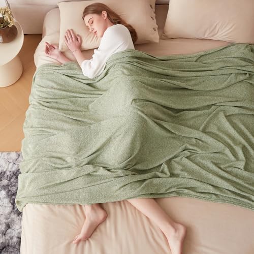 COOVA Lightweight Knit Throw Blanket for Couch, Decorative Blanket, Soft and Cozy Throw for Sofa, Bed or Chair, Living Room (Light Green, 50×60 inches) - color: Light Green, size: 50"x60"