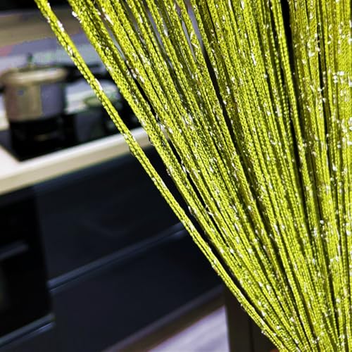ave split Decorative Door String Curtain Wall Panel Fringe Window Room Divider Blind Divider Tassel Screen Home 100cm*200cm (Grass green18) - color: Grass Green18