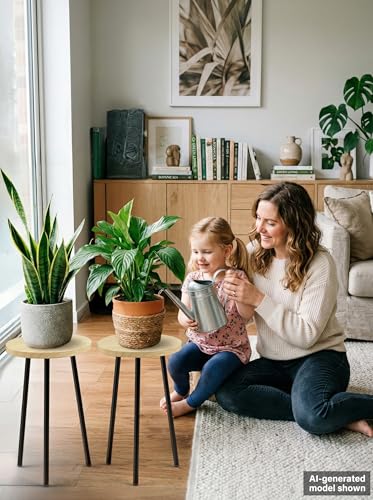 Plant Stand Indoor 2 Pack: Corner Wood 20 Inch Plant Stand Mid Century Modern Decor - Small Round Plant Table for Indoor Plants - Outdoor Plant Holder for Patio Living Room Bathroom Office (Burlywood) - color: Burlywood, size: 20"&20"