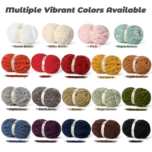 10 Pack Jumbo Chenille Yarn for Crocheting, #10 Super Bulky Baby Soft Yarn for Hand Knitting, 220 yds /70.5 oz Fluffy Chunky Knit Throw Blanket Yarn (Light Coffee) - color: Light Coffee