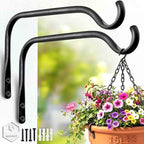 Lifyzoon 8 Inch Plant Hanger Brackets - 2 Pack Metal Hanging Wall Hooks | 15lbs Heavy Duty, Rustproof Metal, Outdoor Wall Mount, Garden Decor, For Flower Basket, Bird Feeder Hooks, Plant Lovers - size: 8Inch-2Pack