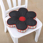 vctops Flower Shaped Chair Pad Farmhouse Polka Dot Chair Seat Cushion Pad Soft Comfy Cotton Cushion Pillow (302-2 Black, 16"x16") - color: 302-2 Black