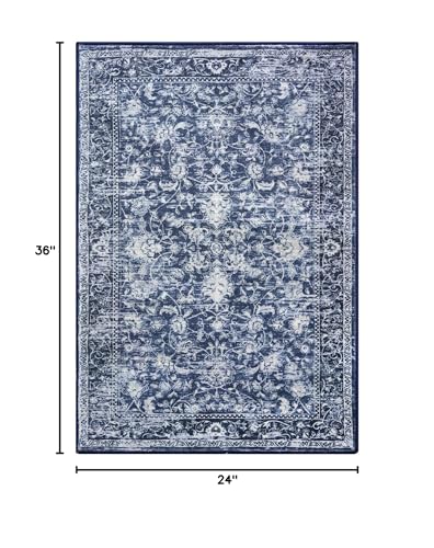 KILOCOCO Small Area Rug 2x3 Entryway Rugs Printed Vintage Floral Machine Washable Rug Non-Slip Kitchen Rug Indoor Door Mat, Accent Throw Rugs for Doorway Hallway Bedroom Entrance, Blue - color: Blue/Navy/White, size: 2' x 3' (Rectangular)