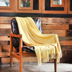 CUDDLE DREAMS Premium Cashmere Throw Blanket with Fringe, Luxuriously Soft (Yellow) - color: Yellow