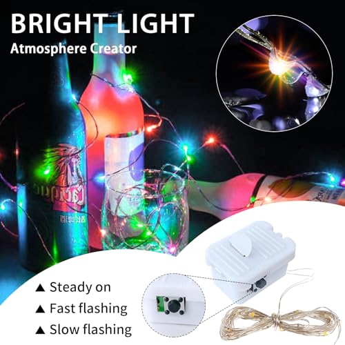 12 Pack Multicolor Fairy Lights Battery Operated 7ft 20 LED Mini String Twinkle Lights for Christmas Halloween Easter Mason Jars Party Centerpiece Table Decorations (12, Multicolor) - color: Multicolor