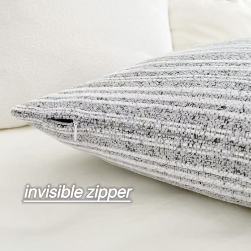 Slow Cow Boho Chenille Textured Woven Stripe Throw Pillow Covers 18x18 Decorative Cushion Cover Square Chenille Pillow Case for Sofa Couch Bed - color: Grey, size: 18" x 18" (Pack of 1)