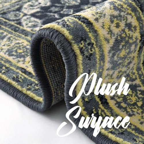 Memoryfield Area Rug 2x8 Vintage Rug Oriental Floral Entryway Runners Indoor Traditional Runner Rug Hallway Rug Runner Kitchen Laundry Long Rug Non-Shedding Bathroom Bedroom Floor Mat Accent Rug Grey - color: Grey, size: 2' x 8' (Rectangular)
