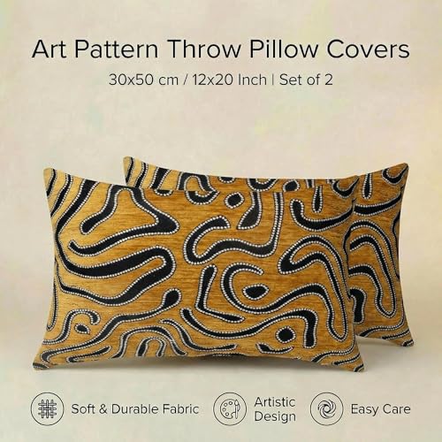 Mantle & Mason Lumbar Pillow Covers 12x20 Set of 2, Chenille Modern Abstract Throw Pillow Covers, Yellow Luxury Textured Decorative Pillow Cover for Couch Sofa Bed Office - color: Artflow Dusty Yellow, size: 20" x 12" (Pack of 2)