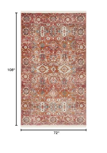 SAFAVIEH Persian Collection Area Rug - 6' x 9', Red & Orange, Traditional Oriental Distressed Design, Non-Shedding & Easy Care, Ideal for High Traffic Areas in Living Room, Bedroom (VTP471Q) - size: 6' x 9' (Rectangular)