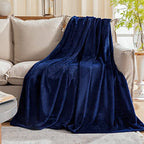 Fleece Plush Throw Blanket Navy Blue(50 by 60 Inches),Super Soft Fuzzy Cozy Flannel Blanket for Couch Sofa.Microfiber Blanket Lightweight - color: Navy Blue, size: Throw(50"×60")