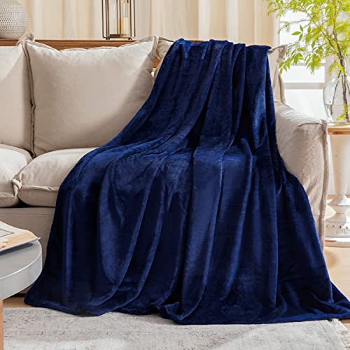 Fleece Plush Throw Blanket Navy Blue(50 by 60 Inches),Super Soft Fuzzy Cozy Flannel Blanket for Couch Sofa.Microfiber Blanket Lightweight - color: Navy Blue, size: Throw(50"×60")
