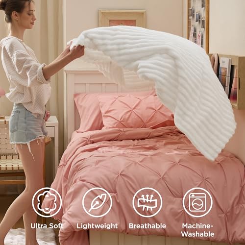 Bedsure GentleSoft Twin XL Blanket for Bed, College Dorm Room Essentials for Girls Guys, Cozy Soft Fleece Twin Blanket for Women and Girls, Dorm Room Decor, Off White, 66x90 Inches - color: Off White, size: Twin XL