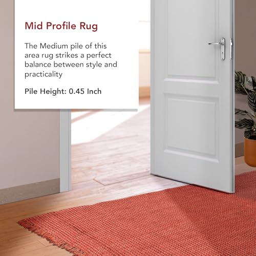 nuLOOM 5x8 Daniela Jute Tassel Hand Woven Area Rug, Brick, Solid Chunky Farmhouse Design, Natural Fiber, For Bedroom, Dining Room, Living Room, Hallway, Office, Entryway - color: Brick, size: 5' x 7'6" (Rectangular)