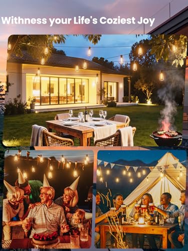 Svater 200 FT Outdoor String Lights, Waterproof Outside Light 104 Bulbs | 2 Pack 100 FT Patio Lighting, Connectable For Bistro Cafe Market Backyard, Shatterproof ST38 Edison LED Bulb, Warm White - size: 200FT