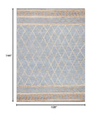 SAFAVIEH Natural Fiber Collection Area Rug - 9' x 12', Natural & Blue, Handmade Boho Moroccan Trellis Jute, Ideal for High Traffic Areas in Living Room, Bedroom (NF955N) - size: 9' x 12' (Rectangular)