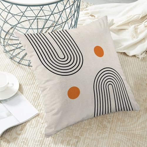 Boho Mid Century Pillow Covers 16x16 Inch Set of 2, Abstract Simple Sun Arch Decorative Throw Pillowcase Boho Modern Outdoor Farmhouse Yellow Cushion Cover for Sofa Couch Bed Living Room - color: Boho14, size: 16" x 16" (Pack of 2)