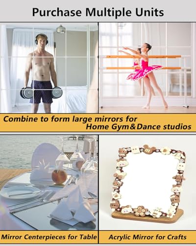 Unbreakable Mirror Tiles, 4PCS 14”x14” Peel And Stick on Mirror for Wall Mirrors Decorative, Toddlers for Kids Bedroom, Plastic Gym Frameless Door Small Adhesive Mirrors for Classroom Decor Stickers - color: Silver, size: 4pcs-14x14 inch