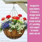 LaLaGreen Hanging Baskets for Plant Outdoor (18 Inch, 2 Pack) Large Black Metal Wire Hanging Planter with Coco Liner Round Flower Pot Hook Holder Hanger Deck Porch Modern Garden Balcony Country Decor - size: 18" x 2 Pack