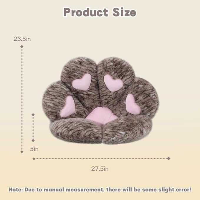 MOONBEEKI Cat Paw Cushion Chair Comfy Kawaii Plush Seat Cushions Shape Lazy Pillow for Gamer Chair 28"x 24" Cozy Floor Cute Seat Kawaii for Girl Worker Gift, Dining Room Bedroom Decorate （Chocolate）
