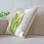 vctops Farmhouse Calla Lily Cotton Tufted Throw Pillow Cover Spring Floral Embroidery Pillowcase Soft Square Cushion Case for Sofa Couch Bed Chair (Pink C,18"x18") - color: Pink C