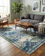 Rugs.com Fleur Collection Rug – 7' x 10' Blue Medium-Pile Rug Perfect for Bedrooms, Dining Rooms, Living Rooms - color: Blue 12, size: 7' x 10' (Rectangular)