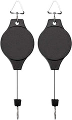 Pack Plant Hook Pulley, Retractable Plant Hanger Easy Reach Hanging Flower Basket for Garden Baskets Pots and Birds Feeder Hang High up and Pull Down to Water Or Feed (Black 2Pack)