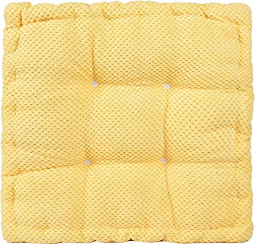 ChezMax Floor Pillow & Cushion, Large Meditation Chair Cushions, Thick Square Seat Pad, Soft Velvet Tufted Seating Pouf for Indoor/Outdoor Yoga Bench Rocking Chair Room Tatami Sofa, Yellow 20" x 20" - color: Yellow L