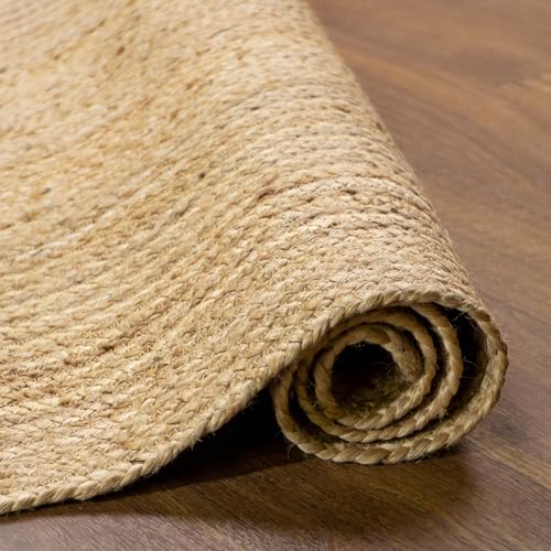 Super Area Rugs Farmhouse Jute Braided Rug - Reversible Natural Fiber- Eco Friendly Rug for Living Room - Kitchen - Dining Room Hand Woven, Natural, Rectangle 5' X 7' - color: Natural, size: 5' x 7' (Rectangular)