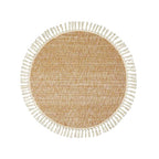Collive Hand Woven Round Area Rug Soft Cotton Machine Washable Carpet 3ft Farmhouse Rugs with Tassels, Tan/Cream Circle Rugs for Bedroom Living Room Dining Room Table Office - color: Tan/Cream, size: 3' (Round)