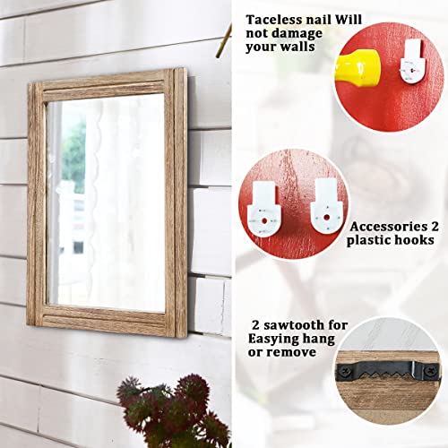 AAZZKANG Rustic Mirror for Wall with Rectangle Wood Framed Decorative Hanging Mirrorrs for Bedroom Bathroom Living Room Dressing Room - color: Natural, size: 16"L x 12"W