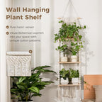 Bamworld Plant Wall Shelf Boho Plant Stand Window Plant Shelf 3 Tier Macrame Plant Hangers Boho Room Decor Hanging Shelf for Bedroom, Living Room, Balcony - size: 3Tier