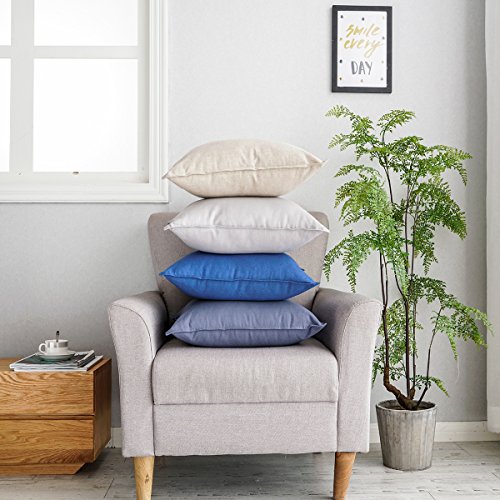 Jeanerlor Cotton Linen Soild Decorative Yellow 12"x20" Lumbar Throw Pillow Case Cushion Cover with Twin Needles Stitch on Edge for Coffee Shop/Bar/Balcony (30 x 50cm) - color: Light Linen, size: 20" x 12" (Pack of 1)