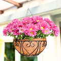 LaLaGreen Hanging Baskets for Plants (14 Inch, 4 Pack) Hanging Flower Pots with Coco Liner, Black Metal Wire Round Basket Plant Holder with Hanger Hook Chain, Outdoor Patio Deck Balcony Garden Decor - size: 14" x 4 Pack