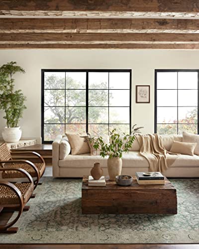 Loloi Magnolia Home by Joanna Gaines Sinclair Collection SIN-05 Jade/Sand 2'-3" x 7'-6", .25" Pile Height, Machine Washable, Runner Rug - color: Jade / Sand, size: 2'3" x 7'6" (Rectangular)