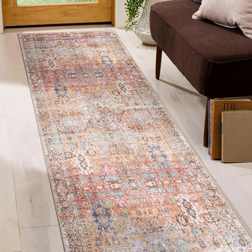 Rugshop Multi Transitional Distressed Runner Rug — Machine Washable & Non‑Slip, 2' 6" X 6' for Hallway, Entryway and Kitchen - size: 2'6" x 6' (Rectangular)