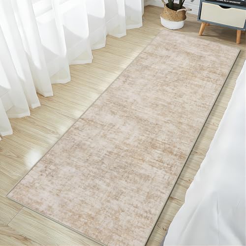 2'6''x8' Runner Rugs Washable Rug: Modern Abstract Living Room Rug Soft Anti-Skid Thin Carpet Indoor Floor Non-Shedding Carpets for Bedroom Dining Room Farmhouse Nursery Home Office - Beige - color: Beige, size: 2'6" x 8' (Runner)