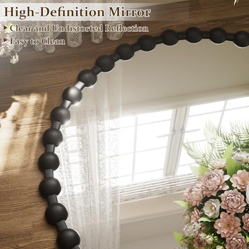 Easly Round Mirror for Wall, 32 Inch Black Beaded Frame Decorative Vanity Mirror, Circle Bathroom Mirror with High-Definition Lense, Modern Wall Decor for Bathroom, Living Room, Bedroom, Entryway - color: Black, size: 32"L x 32"W
