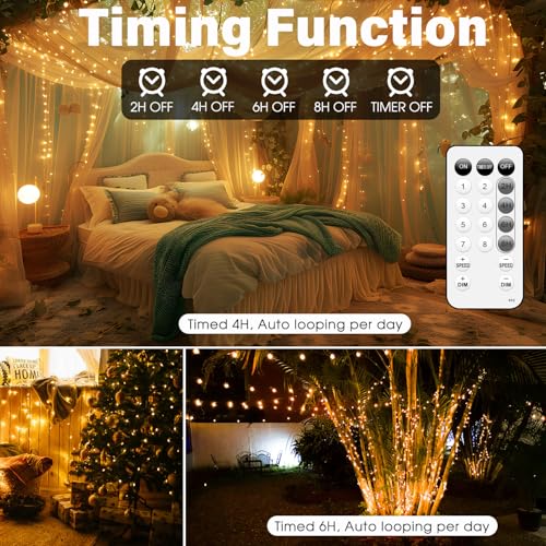 Fairy Lights Plug in 66FT 200 LED USB Twinkle Lights for Bedroom Copper Wire Lights with Remote and Timer 8 Modes, Waterproof String Lights for Dorm DIY Party Christmas Decoration（Warm White） - color: Warm White